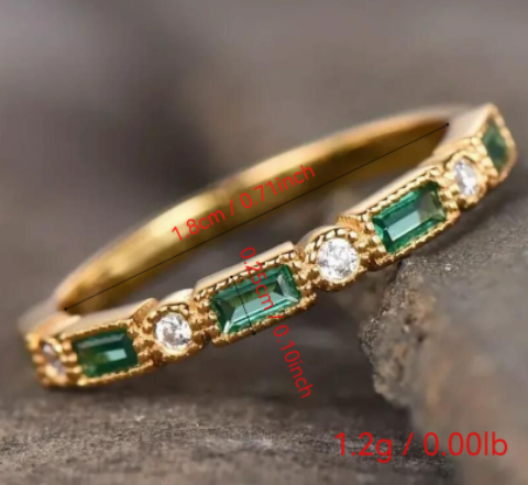 Vintage Green Inlaid Zirconia Gold Ring