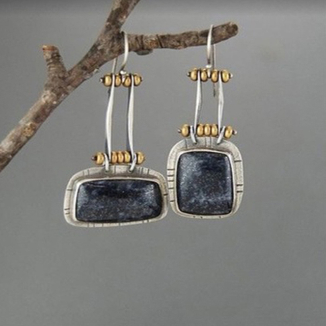 Vintage Midnight Silver Earrings