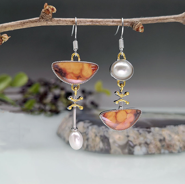 Vintage Natural Orange Stone Earrings