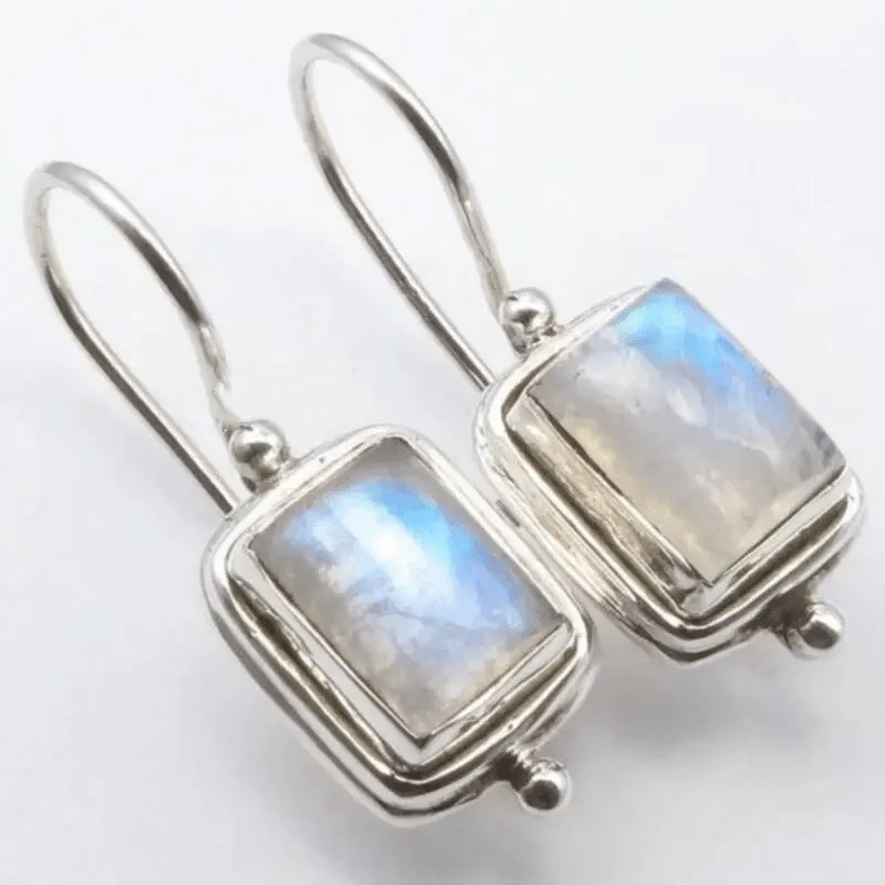 Vintage Moonstone Square Stone Earrings