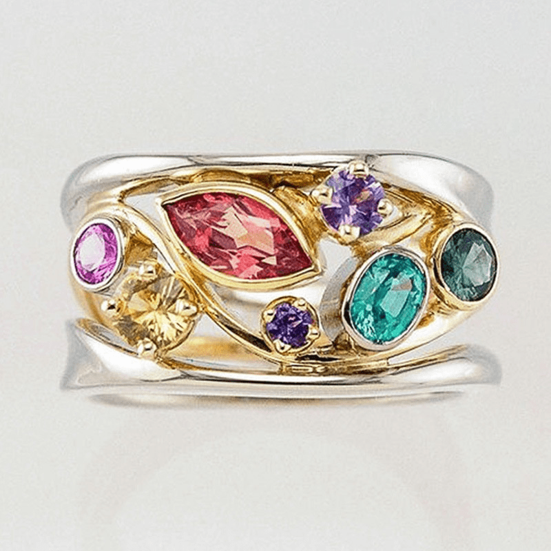 Vintage Gold & Silver Colorful Zirconia Ring